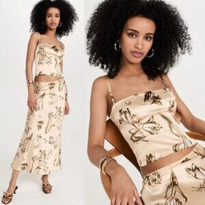 Reformation Overland Top and Layla Silk Skirt Set (US 0)